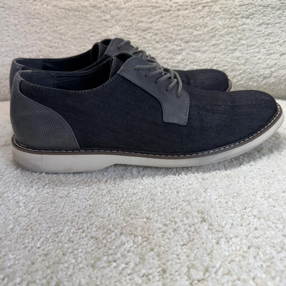 Madden M-DECKER Mens 10 M Black Denim Fabric Derby Oxford Shoes Preppy Likw New‎